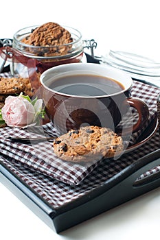 Fresh breakfast, coffee and cookies