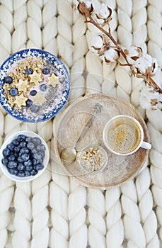 Fresh Breakfast Yogurt with Muesli Banana Berries Chia Seeds Granola