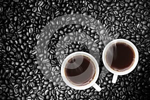 Fresh brewed Coffee With Coffeebeans photo