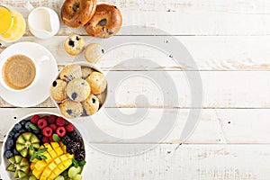 Fresh and bright continental breakfast table