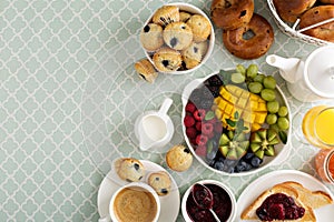 Fresh and bright continental breakfast table