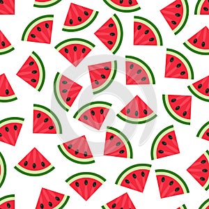 Fresh and bright watermelon vector seamless pattern.