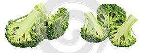 fresh broccoli isolated on white background close-up with full depth of field.