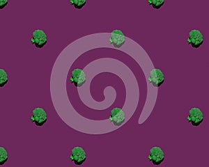 Fresh broccoli pattern isolated on a purple background