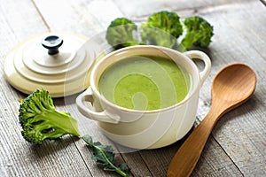 Fresh broccoli soup photo