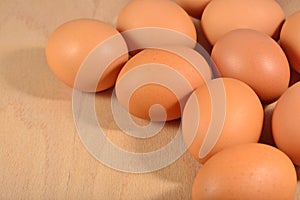 Fresh brown eggs close-up on