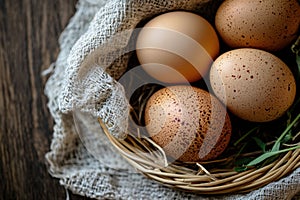 fresh brown eggs isolated.Generative AI Illustration