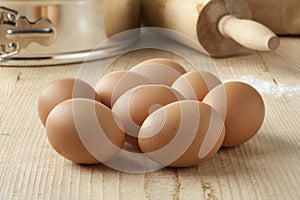 Fresh brown eggs to use for baking