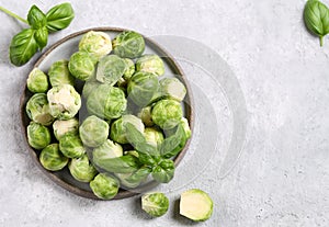 fresh Brussels sprouts in a bowl