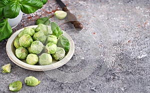 fresh Brussels sprouts in a bowl