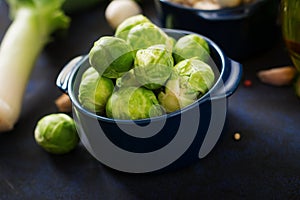 Fresh Brussels sprouts in bowl