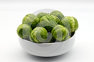 Fresh Brussels sprouts isolated on white background