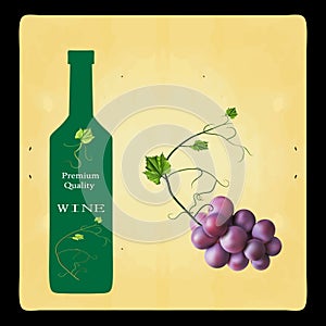 Fresh bunch of grapes. Manufacturer of fresh juices and wine. Logo.