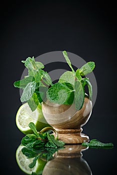 Fresh bunch of mint and lime