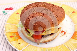 A fresh burger of beef meat