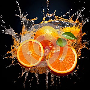 Fresh bursts of orange falling into the water. In this photo, bursts of orange form mesmerizing movements