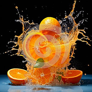 Fresh bursts of orange falling into the water. In this photo, bursts of orange form mesmerizing movements