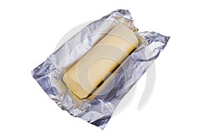 Fresh butter bar isolated on white background