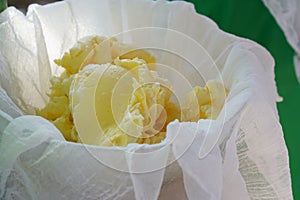 Fresh butter. Home products. Fresh produce from the village, hand-made. Tasty food. Handmade cream butter