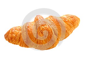 Fresh butter whole wheat croissant on white background