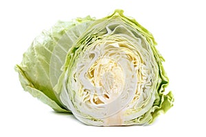 Fresh cabbage head isolated on white background