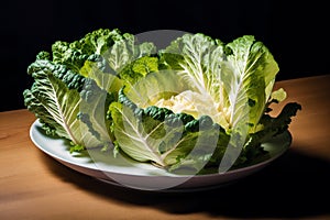 Fresh cabbage on wooden table. Vegetarian food. Vegetarianism and healthy eating. healthy food concept. Generative AI