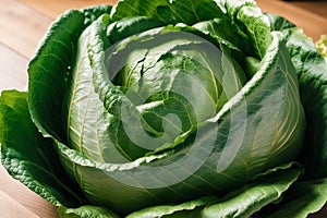 Fresh cabbage on wooden table. Vegetarian food. Vegetarianism and healthy eating. healthy food concept. Generative AI
