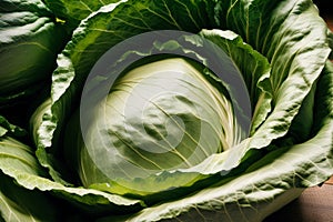 Fresh cabbage on wooden table. Vegetarian food. Vegetarianism and healthy eating. healthy food concept. Generative AI