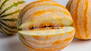 Fresh canary melon isolated on a white background