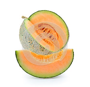 Fresh cantaloupe melon on white background. Full depth of fie