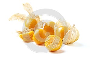 Fresh cape gooseberry isolated over white background