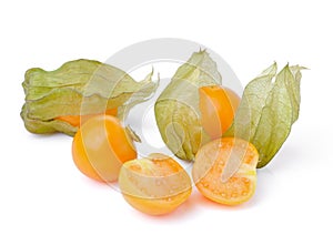 Fresh cape gooseberry isolated on white