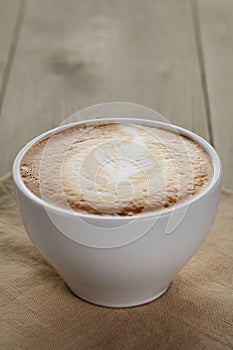 Fresh cappuccino cup with simple latte art