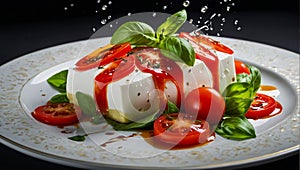 Fresh caprese salad in a restaurant vegetable dinner