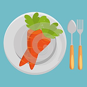 Fresh carrot and cutlery vegetables menu