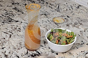 Fresh Carrot Ginger Salad Dressing with Spring Mix Greens