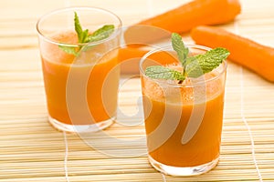 Fresh carrot juice and mint