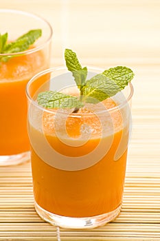 Fresh carrot juice and mint