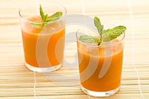 Fresh carrot juice and mint