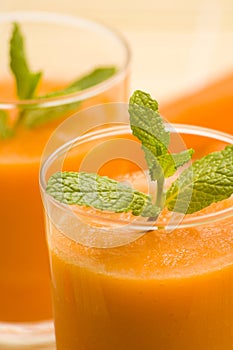 Fresh carrot juice and mint