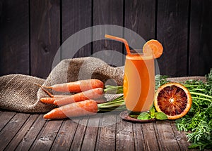 Fresh carrot and orange juice