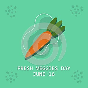 Fresh Carrot Vector Icon. Design Concept Fresh Veggies Day, suitable for social media post templates, posters, greeting cards, ban