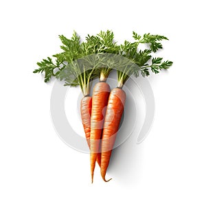 Fresh carrot vegetable with leaves isolated on white background cutout.