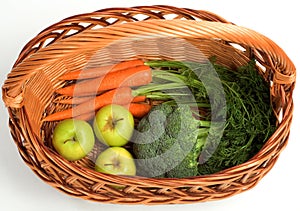 Fresh Carrots, Broccoli and Apples