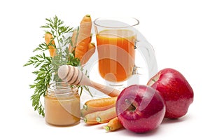 Fresh carrots juice with apple and honey