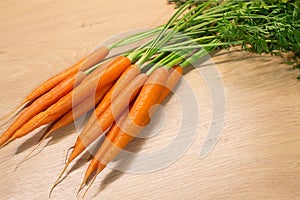 Fresh carrots on a kitchen