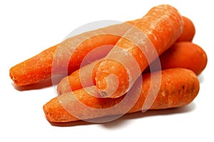 Fresh carrots on white background