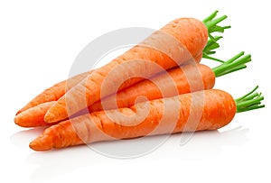 Fresh carrots on white background