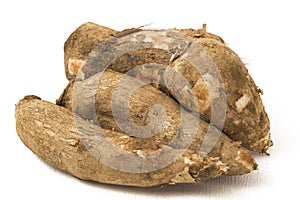 Fresh Cassava root isolated on a white