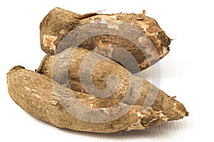 Fresh Cassava root isolated on a white